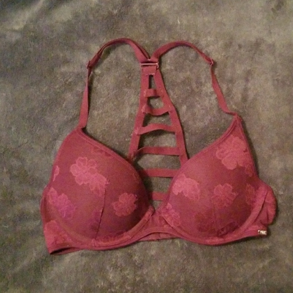 PINK maroon floral bra